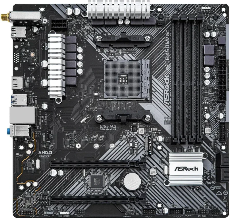 ASRock B450M/AC R2.0 AM4 AMD Promontory B450 Micro ATX AMD Motherboard - Featured Image