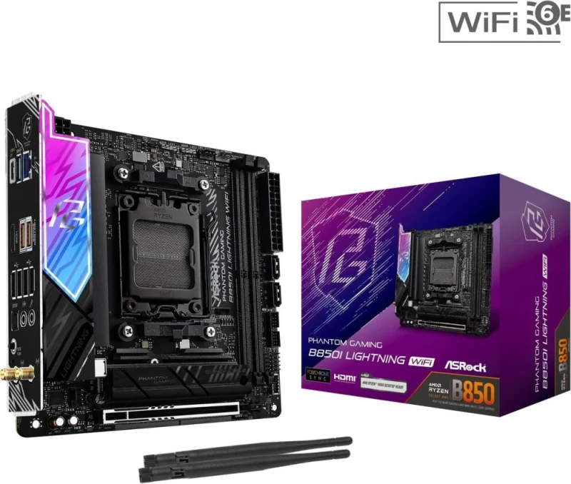 ASRock B850I Lightning WiFi AM5 AMD B850 Mini ITX Motherboard - Featured Image