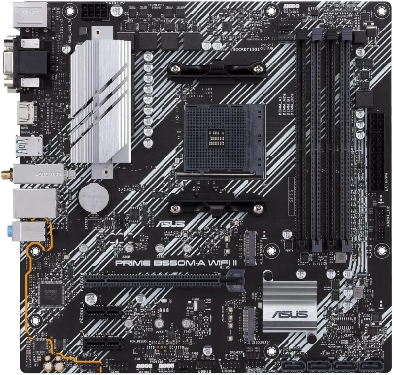 ASUS Prime B550M-A WiFi II AMD AM4 (3rd Gen Ryzen) Micro ATX Motherboard (PCIe 4.0, WiFi 6, ECC Memory, 1Gb LAN, HDMI 2.1/D-Sub, 4K@60HZ, Addressable Gen 2 RGB Header and Aura Sync) - Featured Image