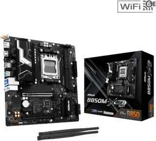 ASRock B850M-X WiFi R2.0 AM5 AMD B850 SATA 6Gb/s USB 3.2 Dual Graphics Outputs RGB Micro ATX Motherboards-AMD