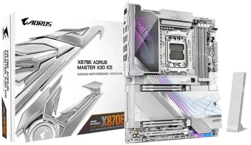 GIGABYTE  X870E AORUS MASTER X3D ICE AM5 AMD X870E ATX Motherboard - Featured Image