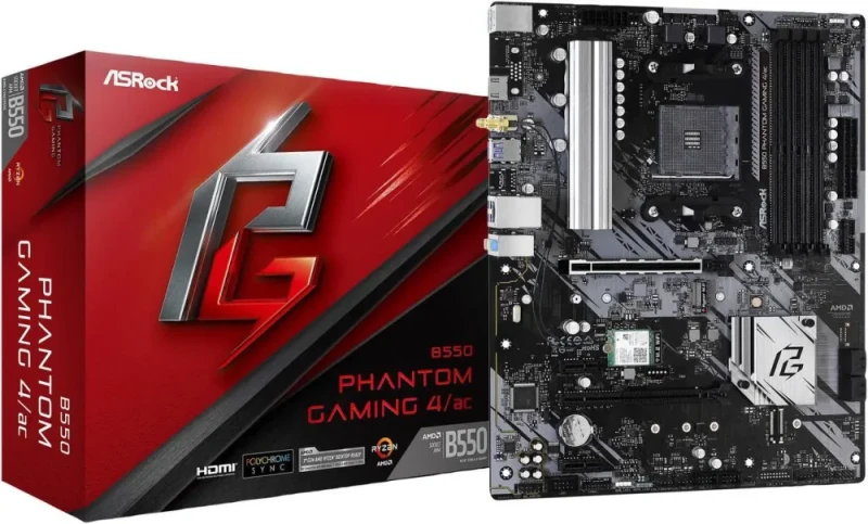 ASRock B550 Phantom Gaming 4/ac AM4 AMD B550 ATX AMD Motherboard - Featured Image
