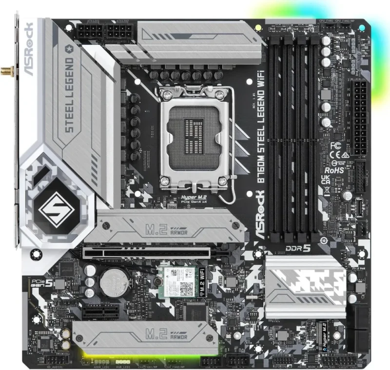 ASRock B760M Steel Legend WiFi LGA 1700 DDR5 Micro ATX Motherboard - Featured Image