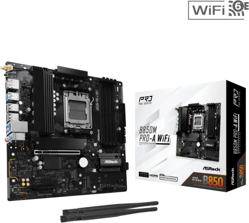 ASRock B850M PRO-A WIFI AM5 AMD B850 Micro ATX Motherboard - Featured Image