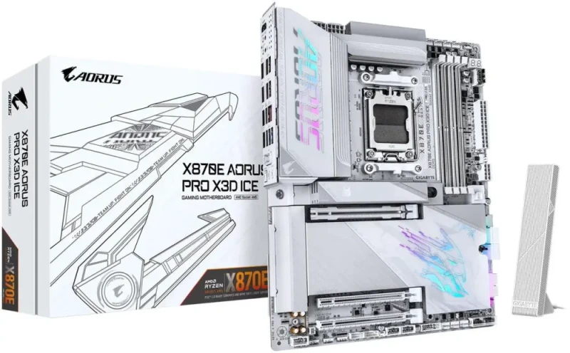 GIGABYTE X870E AORUS PRO X3D ICE AM5 AMD X870E ATX Motherboard - Featured Image
