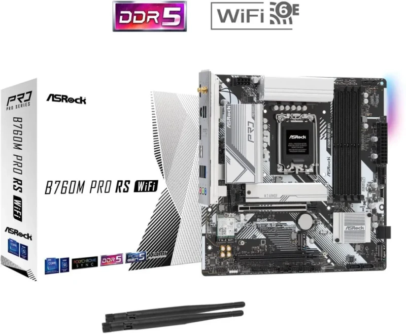 ASRock B760M PRO RS WiFi LGA 1700 Intel B760 Micro ATX Motherboard - Featured Image
