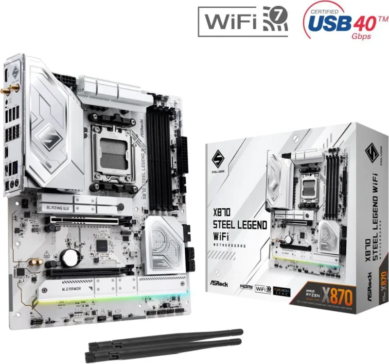 ASRock X870 STEEL LEGEND WIFI AM5 AMD X870 ATX Motherboard - Featured Image