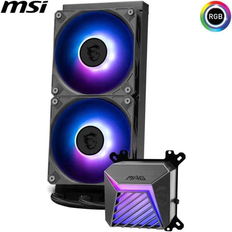 MSI MAG Coreliquid A15 240 Black- AIO ARGB Liquid Cooling - 240mm Radiator - Dual 120mm ARGB PWM Fans - EZ Connect - Uni Bracket - LGA 1700/1851/AM5/AM4 Compatible - Featured Image