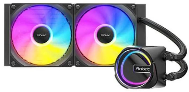 Antec Skeleton 240 ARGB Liquid CPU Cooler, 240mm Radiator, 2 x  120mm PWM ARGB Fans, Hydraulic Bearing, Copper Base, Intel LGA 115X/1200/1700/20XX, AMD AM4/AM5, Black - Featured Image