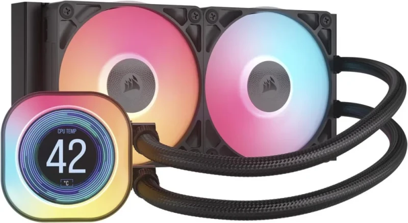 CORSAIR iCUE LINK TITAN 240 RX LCD Liquid CPU Cooler – RX120 RGB Fans – Fits Intel® LGA 1851/1700, AMD® AM5/AM4 – iCUE LINK System Hub Included - Featured Image