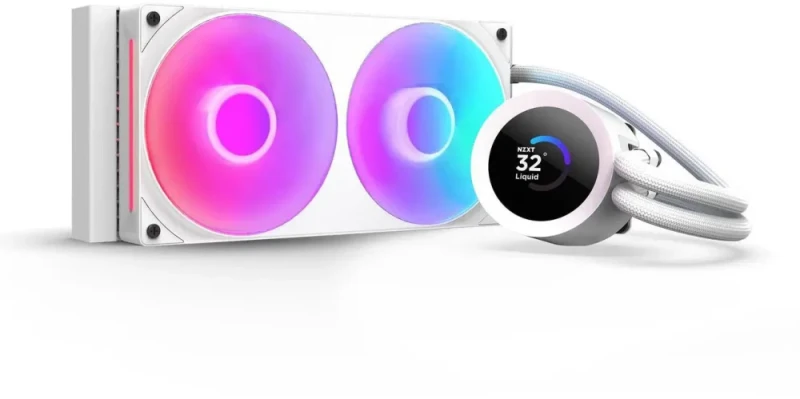 NZXT KRAKEN PLUS RGB 240 MM WHITE AIO LIQUID COOLER WITH 1.54" LCD & RGB CORE SINGLE FRAME FAN - Featured Image