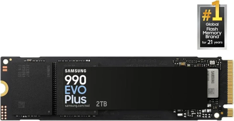 SAMSUNG 990 EVO PLUS SSD 2TB, PCIe Gen 4x4 | Gen 5x2 M.2 2280, Speeds Up-to 7,250 MB/s, Upgrade Storage for PC/Laptops, HMB Technology and Intelligent Turbowrite 2.0 (MZ-V9S2T0B/AM) - Featured Image