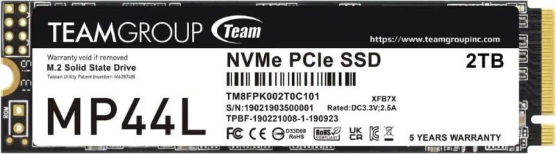 Team Group MP44L M.2 2280 2TB PCIe 4.0 x4 with NVMe 1.4 TM8FPK002T0C101 - Featured Image