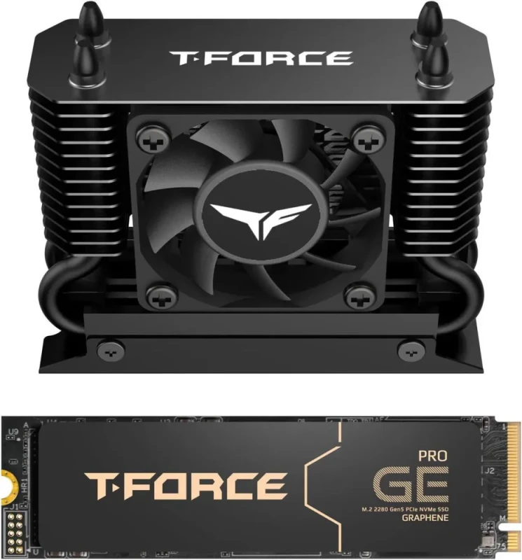 Team Group T-FORCE GE PRO M.2 2280 4TB PCIe Gen 5.0x4 with DRAM CACHE with NVMe 2.0 3D NAND Internal Solid State Drive (SSD) with AirFlow 1 TM8FG3004T0C133 - Featured Image