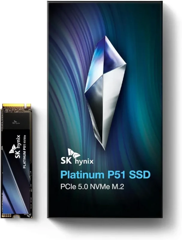 SK hynix Platinum P51 1TB PCIe Gen5 NVMe M.2 2280 Internal SSD I Up to 14,700 MB/s Read, 13,400 MB/s Write I Powered by 238-Layer NAND Flash - Featured Image