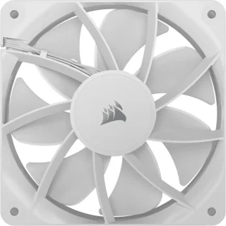 CORSAIR RS120 PWM 120mm Fan - White - Simplified Control - Daisy-Chain 4-Pin PWM Connection - Concentrated AirGuide Cooling - Magnetic Dome Bearing