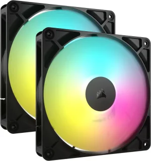 CORSAIR RS140 ARGB PWM 140mm Fans Dual Pack - Simplified Control - Daisy-Chain 4-Pin PWM and +5V ARGB Connections - Concentrated AirGuide Cooling - Magnetic Dome Bearing
