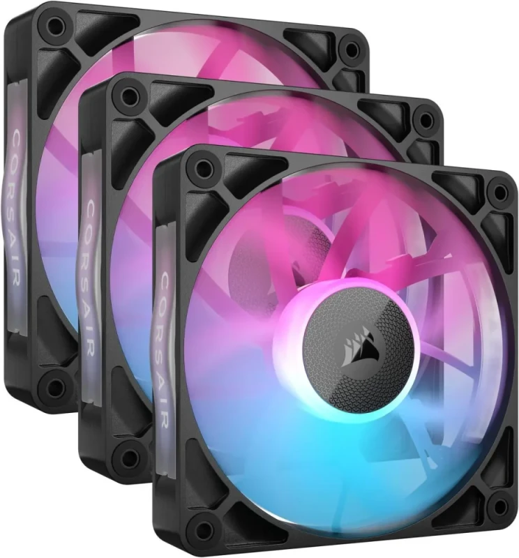 CORSAIR iCUE Link RX120 RGB 120mm PWM Fans with iCUE Link System Hub - Magnetic Dome Bearing - Triple Pack - Black - Featured Image