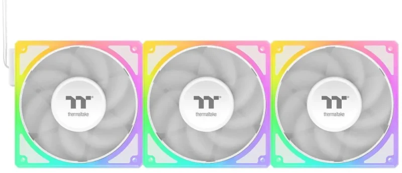 Thermaltake Toughfan EX 120 ARGB Sync; 120mm; PWM 500~2000 RPM; MagForce 2.0; 2.86mm-H2O Static Pressure; Airflow 59.34 CFM; Hydraulic Bearing; 5V 3-Pin Motherboard Sync; 3-Pack; White; CL-F211-PL12SW - Featured Image