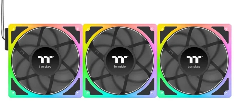 Thermaltake Toughfan EX 140 ARGB Sync; 140mm; PWM 500~2000 RPM; MagForce 2.0; 3.04mm-H2O Static Pressure; Airflow 94.43 CFM; Hydraulic Bearing; 5V 3-Pin Motherboard Sync; 3-Pack; Black; CL-F212-PL14SW - Featured Image