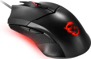 MSI Clutch GM08 Gaming Mouse, 4200 DPI, Optical Sensor, 3 Adjustable Weights, Red LED Lighting, Symmetrical Design