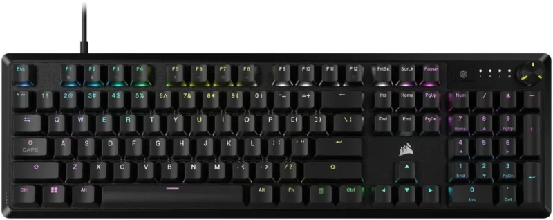 CORSAIR K70 CORE RGB Mechanical Gaming Keyboard - CORSAIR Red Linear Switches - Sound Dampening - Rotary Dial - Aluminum Top Plate - Onboard Storage - Black - Featured Image