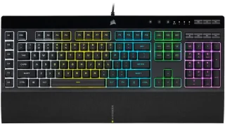 Corsair K55 RGB PRO Membrane Wired Gaming Keyboard – IP42 Dust and Spill-Resistant, 6 Macro Keys w/ Elgato Integration, iCUE Compatible – Black