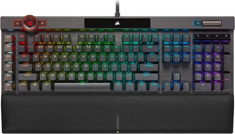 Corsair K100 RGB Mechanical Gaming Keyboard - CHERRY MX SPEED RGB Silver Keyswitches - AXON Hyper-Processing Technology for 4x Faster Throughput - 44-Zone RGB LightEdge - PBT Double-Shot Keycaps - Featured Image