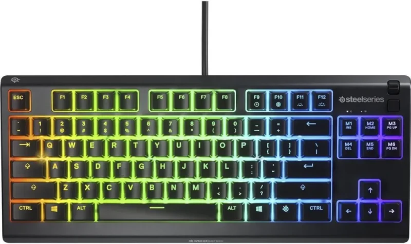 SteelSeries Apex 3 TKL RGB Gaming Keyboard – Tenkeyless Compact Form Factor - 8-Zone RGB Illumination – IP32 Water & Dust Resistant – Whisper Quiet Gaming Switch – Gaming Grade Anti-Ghosting - Featured Image
