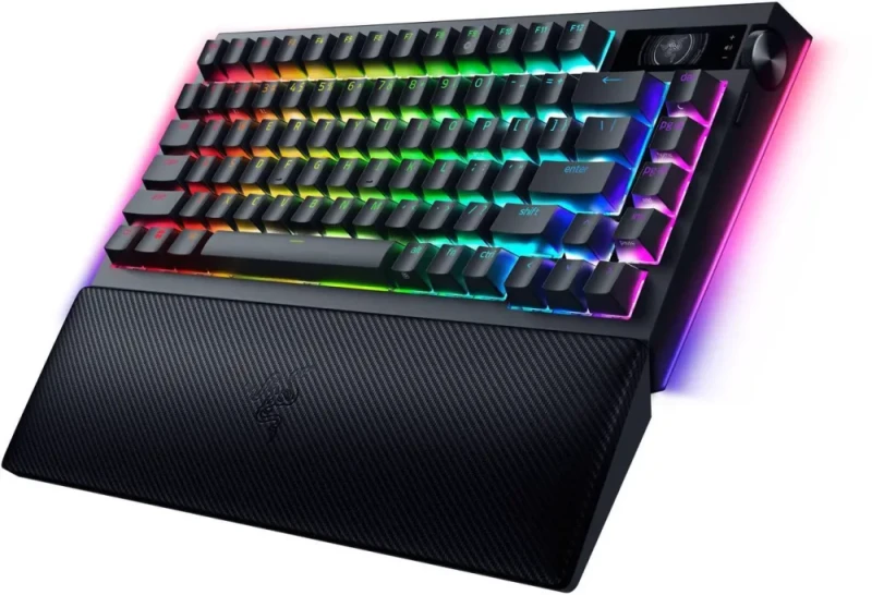 Razer BlackWidow V4 Pro 75% Wireless Gaming Keyboard - Orange Tactile Switches, OLED Display, True 4K Hz Wireless, Bluetooth, Hot Swappable, Command Dial, Snap Tap, Chroma RGB, Wrist Rest - Black - Featured Image