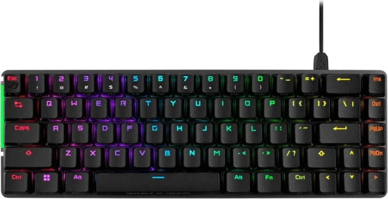 ASUS ROG Falchion Ace 65% RGB Compact Gaming Mechanical Keyboard, Lubed ROG NX Red Switches & Switch Stabilizers, Sound-Dampening Foam, PBT Keycaps, Wired with KVM, Three Angles, Cover Case-Black - Featured Image