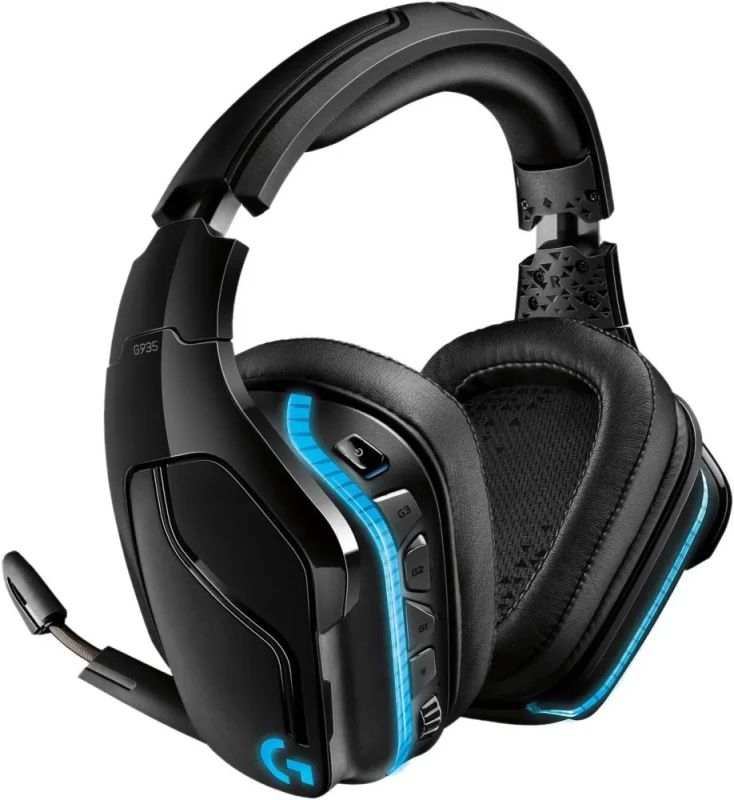 Logitech G935 Wireless DTS:X 7.1 Surround Sound LIGHTSYNC RGB PC Gaming Headset - Black/Blue - Featured Image