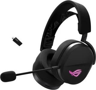 ASUS ROG Pelta Wireless Gaming Headset (BT, ROG SpeedNova 2.4GHz, USB-C, Lightweight 309g, 50mm ROG Titanium-Plated Drivers, 10mm Super-Wideband Mic, RGB, 70HR Battery, For PC, Switch, PS5)- Black