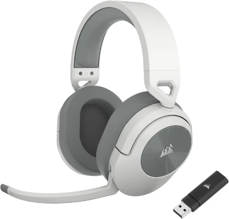 CORSAIR HS55 WIRELESS Gaming Headset, Lightweight, Bluetooth - Dolby 7.1 Surround Sound - iCUE Compatible - PC, MAC, PlayStation, Mobile - White - Featured Image
