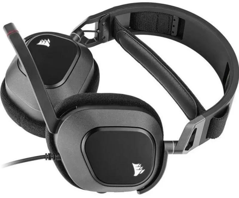 Corsair HS80 RGB USB Wired Gaming Headset - Carbon - Stereo - USB Type A - Wired - 32 Kilo Ohm - 20 Hz to 40 kHz - On-ear, Over-the-head - Binaural - Ear-cup - 5.91 ft Cable - Omni-directional Microph - Featured Image