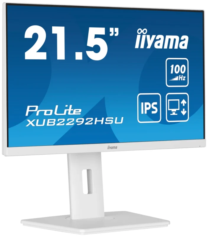 iiyama ProLite XUB2292HSU-W6 22" Full HD IPS Monitor - 100Hz, 0.4ms MPRT, FreeSync Premium, HDMI/DP, Height Adjustable, White, Speakers - Featured Image