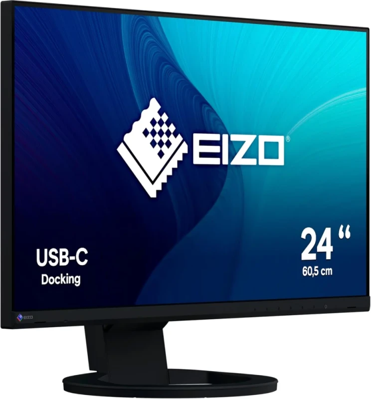EIZO FlexScan EV2480-BK 23.8" Full HD IPS Office Monitor - 60Hz, 5ms GtG, USB-C 60W PD, HDMI/DP/DVI/VGA, USB Hub, Height Adjustable, Pivot, Black - Featured Image