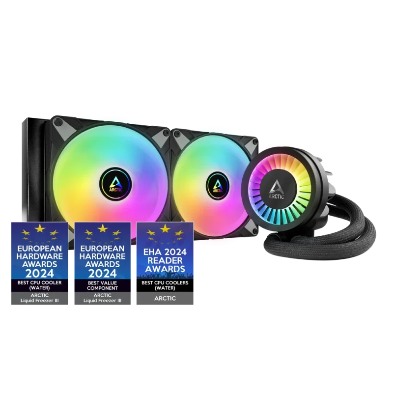 ARCTIC Liquid Freezer III 280 Pro A-RGB Black – 280mm AIO Liquid Cooler, 2x P14 PWM PST A-RGB Fans + 38mm VRM Fan, Addressable RGB, Intel/AMD - Featured Image