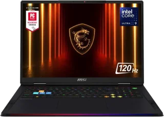 MSI Raider 18 HX AI A2XWIG-014US: 18" UHD+ 120Hz Mini LED, Core Ultra 9 285HX, RTX 5080, 64GB DDR5-6400, 4TB SSD, Wi-Fi 7, Win11