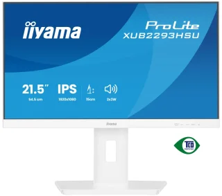 IIYAMA ProLite XUB2293HSU-W7 21.5" Full HD 1920x1080 IPS Office Monitor - 100Hz Refresh Rate, 1ms MPRT, Adaptive-Sync FreeSync, HDMI DisplayPort USB Hub, Height Adjustable Pivot Stand, Built-in Speakers, Flicker-Free Low Blue Light