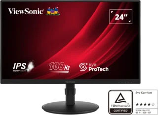 ViewSonic VG2408A 24" Full HD 1920x1080 IPS Ergonomic Monitor - 100Hz Refresh Rate, 5ms Response Time, USB-C 90W Power Delivery, RJ45 LAN KVM, Height Adjustable Pivot Stand