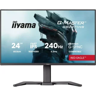 IIYAMA G-Master GB2471HS-B1 Red Eagle 23.8" Full HD 1920x1080 Fast IPS Gaming Monitor - 240Hz Refresh Rate, 0.3ms MPRT Response Time, NVIDIA G-SYNC Compatible, HDMI DisplayPort