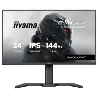 IIYAMA G-Master GB2441HSU-B1 Black Hawk 23.8" Full HD 1920x1080 IPS Gaming Monitor - 144Hz Refresh Rate, 1ms MPRT Response Time, AMD FreeSync, HDMI DisplayPort Speakers USB Hub, Pivot Height Adjustable Stand