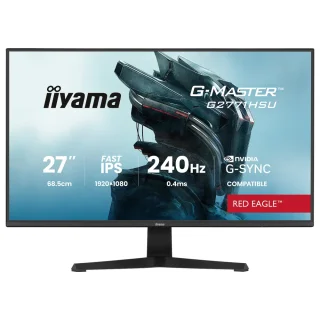 IIYAMA G-Master G2771HSU-B1 Red Eagle 27" Full HD 1920x1080 Fast IPS Gaming Monitor - 240Hz Refresh Rate, 0.4ms MPRT Response Time, NVIDIA G-SYNC Compatible, Adaptive-Sync, HDMI DisplayPort USB Hub, Height Adjustable Stand