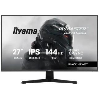IIYAMA G-Master G2741QSU-B1 Black Hawk 27" WQHD 2560x1440 IPS Gaming Monitor - 144Hz Refresh Rate, 1ms MPRT Response Time, NVIDIA G-SYNC Compatible, Adaptive-Sync, HDMI DisplayPort USB Hub, Speakers, Height Adjustable Stand, Black Tuner