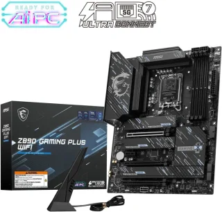 MSI Z890 GAMING PLUS WIFI LGA 1851 Intel Z890 ATX Motherboard DDR5 PCIe 5.0 x16 Slot 5x M.2 Gen5/Gen4 Slots SATA 6Gb/s Wi-Fi 7 5G LAN Realtek ALC4080 Audio USB 3.2 Gen2x2 Type-C Extended Heatsink Mystic Light EZ DIY Features - Black