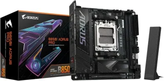 GIGABYTE B850I AORUS PRO AM5 Mini-ITX Motherboard AMD B850 Chipset DDR5 PCIe 5.0 x16 Slot 2x M.2 Gen5/Gen4 Slots Wi-Fi 7 Bluetooth 5.4 2.5GbE LAN Realtek ALC1220 Audio USB 3.2 Gen2x2 Type-C Front Header EZ-Latch Design Q-Flash Plus RGB Fusion 5-Year Warranty - Black