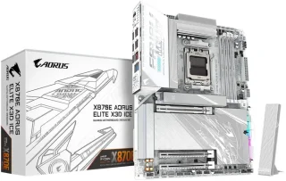 GIGABYTE X870E AORUS ELITE X3D ICE AM5 ATX Motherboard AMD X870E Chipset Supports Ryzen 9000/8000/7000 Series 16+2+2 Phases Digital VRM DDR5 up to 9000MT/s(OC) 4x M.2 PCIe 5.0 Slots X3D Turbo Mode 2.0 Wi-Fi 7 2.5GbE LAN USB4 White PCB EZ-Latch Design 5-Year Warranty