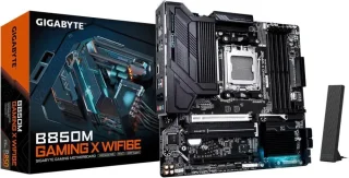 GIGABYTE B850M GAMING X WIFI6E AM5 Micro ATX Motherboard AMD B850 Chipset DDR5 PCIe 5.0 x16 Slot 2x M.2 Gen5/Gen4 Slots Wi-Fi 6E Bluetooth 5.3 2.5GbE LAN Realtek ALC897 Audio USB 3.2 Gen2x2 Type-C Front Header EZ-Latch Design Q-Flash Plus RGB Fusion 5-Year Warranty - Black