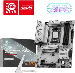 MSI B850 GAMING PLUS WIFI AM5 ATX Motherboard AMD B850 Chipset DDR5 PCIe 5.0 x16 M.2 Gen5 Slots SATA 6Gb/s 5G LAN Wi-Fi 7 Bluetooth 5.4 Realtek ALC897 Audio USB 3.2 Gen2x2 Type-C Extended Heatsink Mystic Light RGB EZ DIY Features Gaming Design - Black